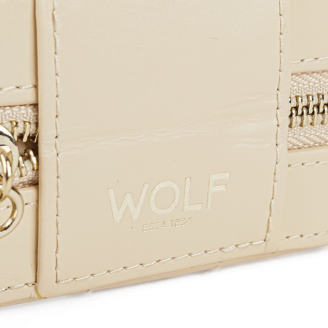 WOLF Caroline Zip Travel Case - Ivory Leather