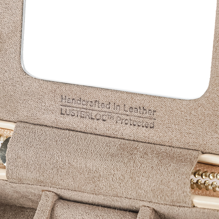 WOLF Caroline Zip Travel Case - Ivory Leather
