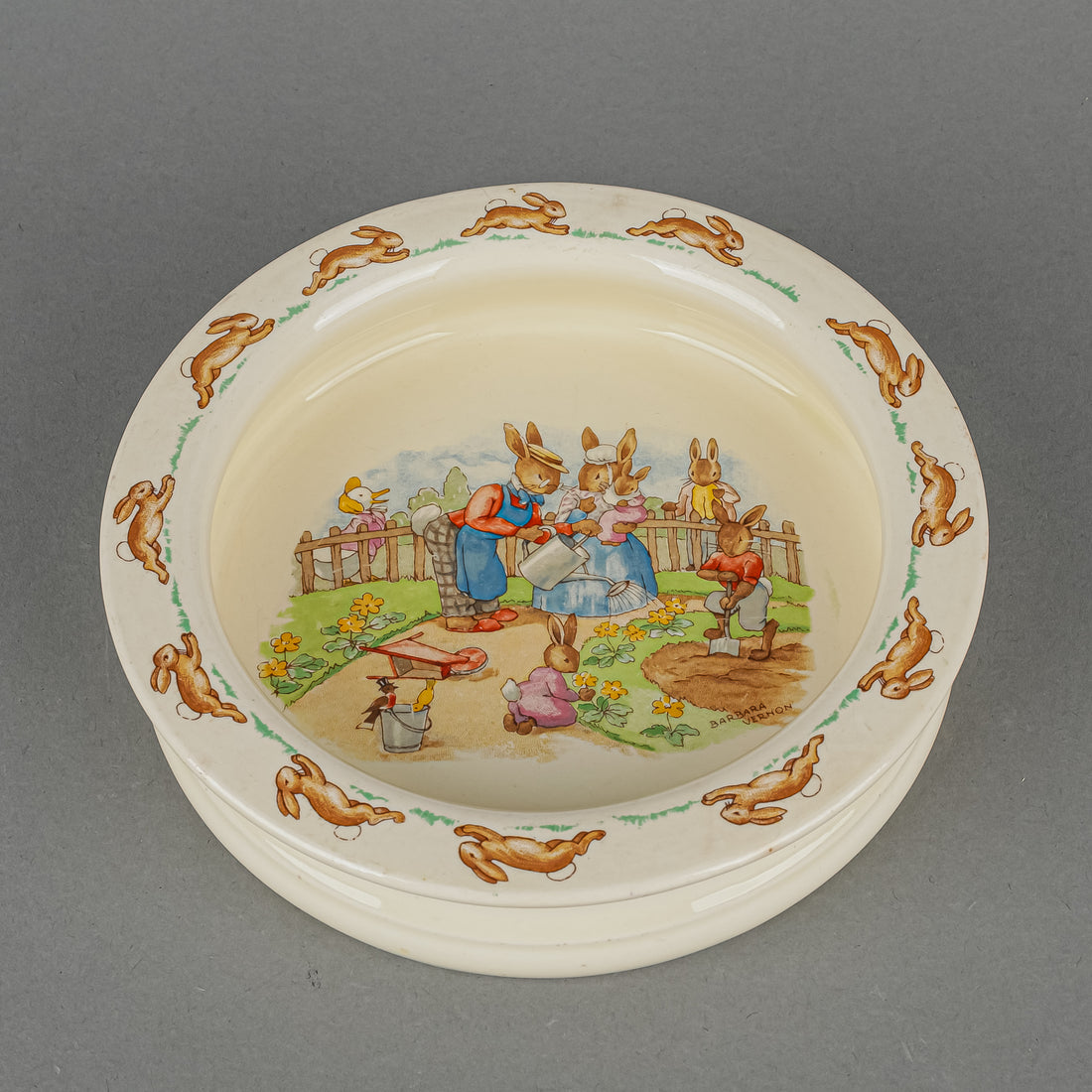 ROYAL DOULTON Barbara Vernon Bunnykins Baby Bowl - Gardening