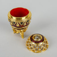 JOAN RIVERS Potpourri Gold Tone With Clear Cubic Zirconia Burgundy Egg