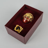 JOAN RIVERS Potpourri Gold Tone With Clear Cubic Zirconia Burgundy Egg