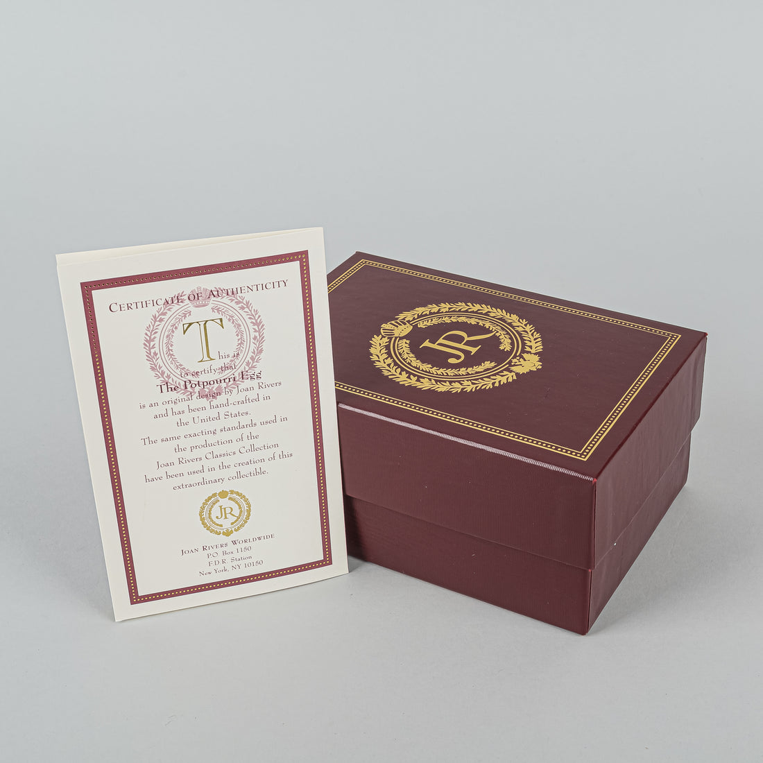 JOAN RIVERS Potpourri Gold Tone With Clear Cubic Zirconia Burgundy Egg