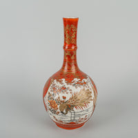 Japanese Hand Painted Kutani Ware Vase - Peacock