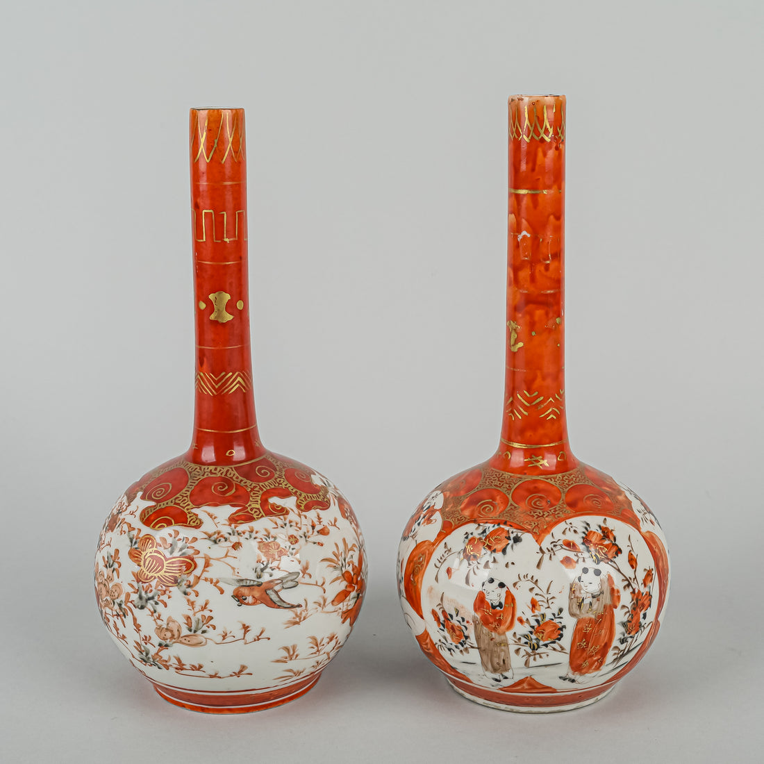 Japanese Hand Painted Kutani Ware Vases