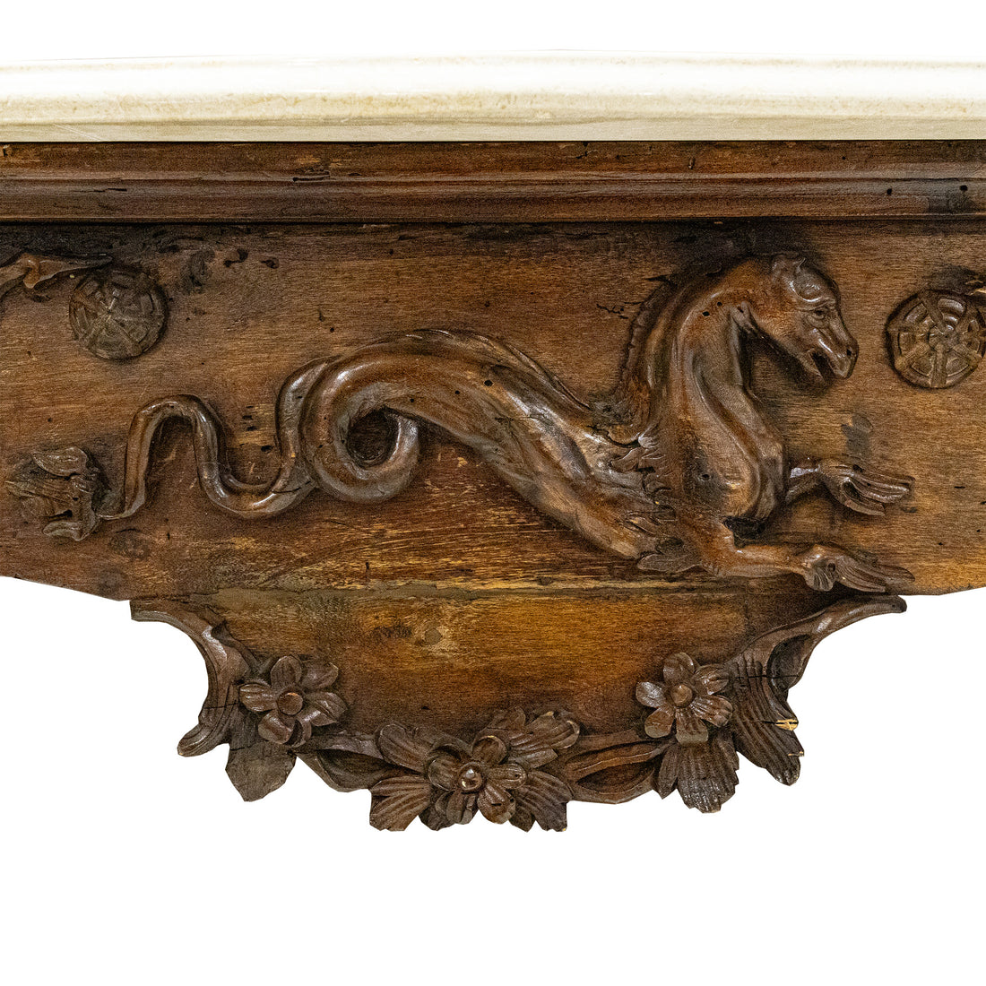Vintage Renaissance Revival Walnut Wall Mount Console