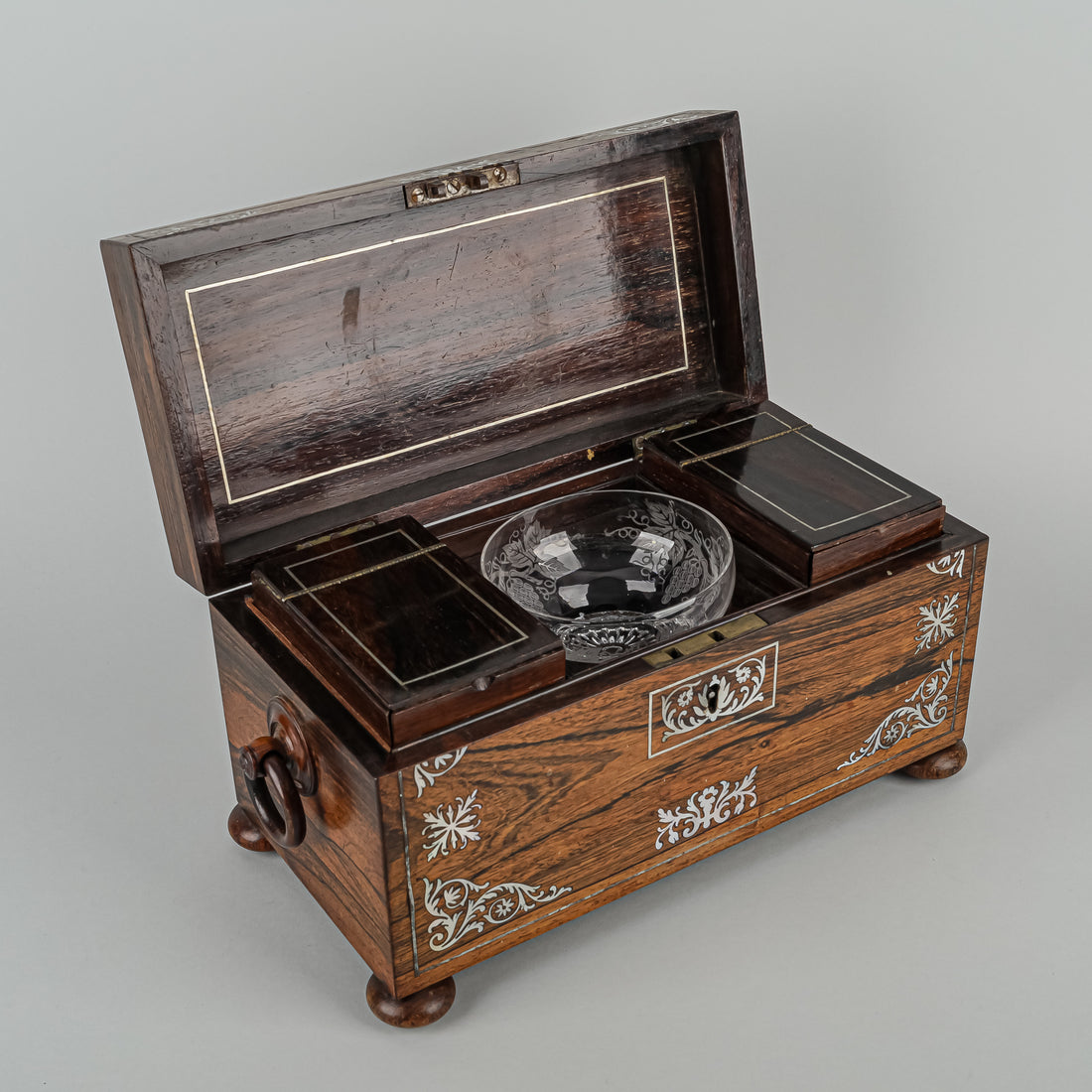 Regency Style Inlaid Rosewood Tea Caddy
