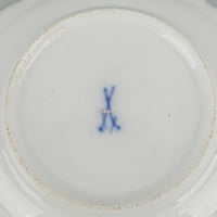 MEISSEN Coffee Cup & Saucer Hand Painted Love Story, Blue Panels