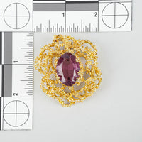 PANETTA Gold Tone Brutalist Synthetic Amethyst Pendant Brooch