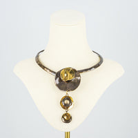 CECILE ET JEANNE Gold Plated Brass Torque Brutalist Disc Necklace