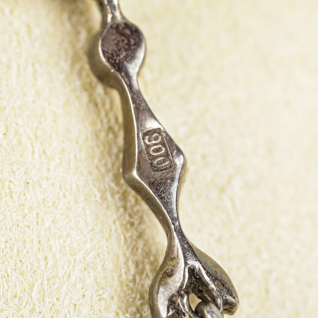 Vintage 900 Silver Cobalt Flint Glass and Marcasite Bow-Drop Necklace