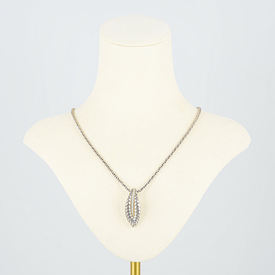 EFFY Sterling Silver and 18K Diamond Leaf Pendant Necklace