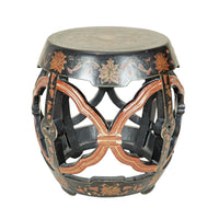 Vintage Asian Lacquer Drum Stool