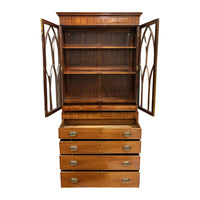 Antique Mahogany Georgian Style Bookcase With Drawers