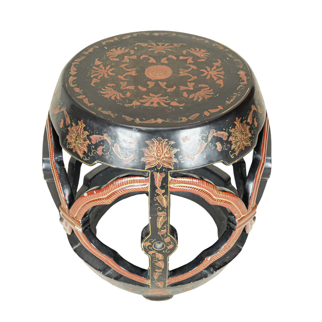Vintage Asian Lacquer Drum Stool