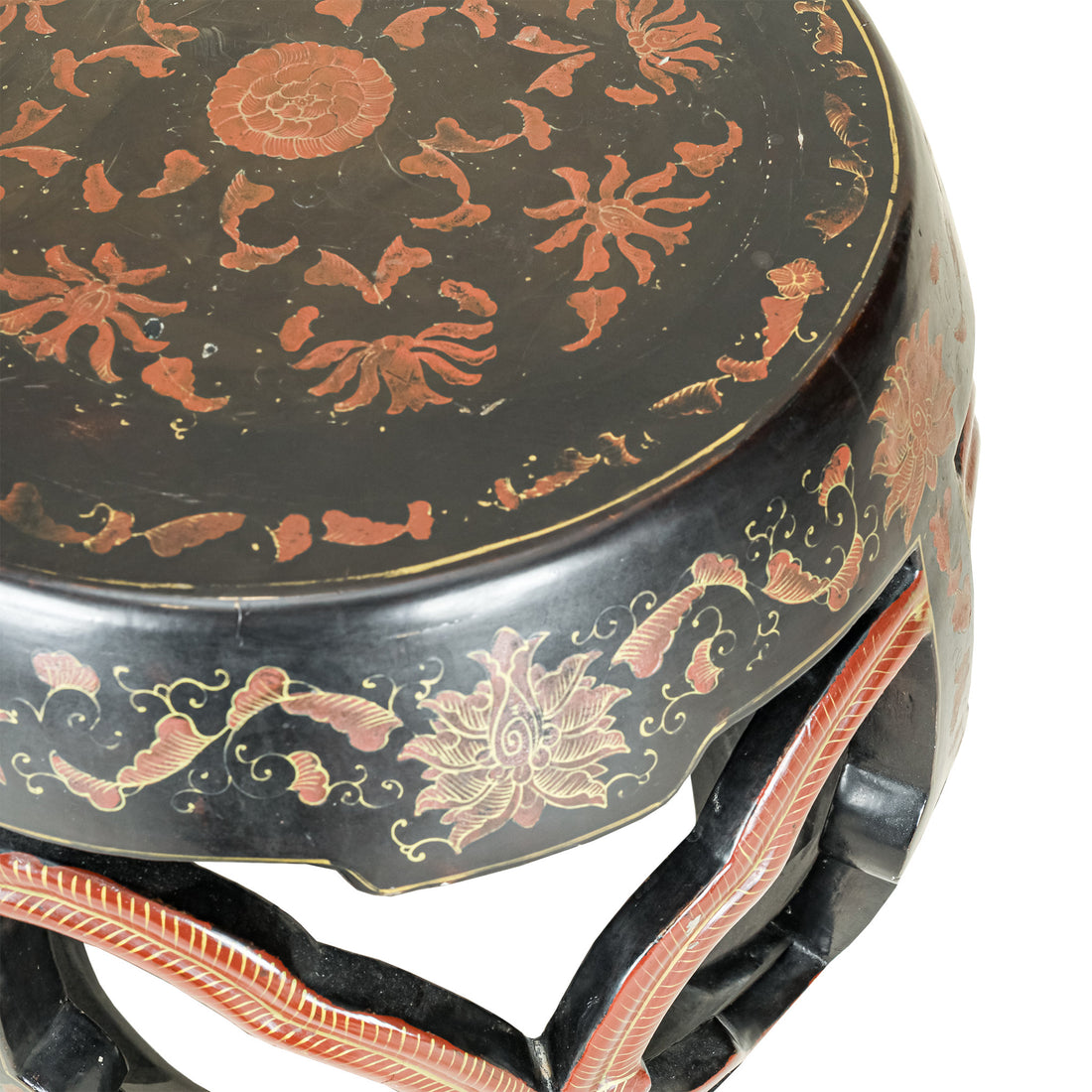 Vintage Asian Lacquer Drum Stool