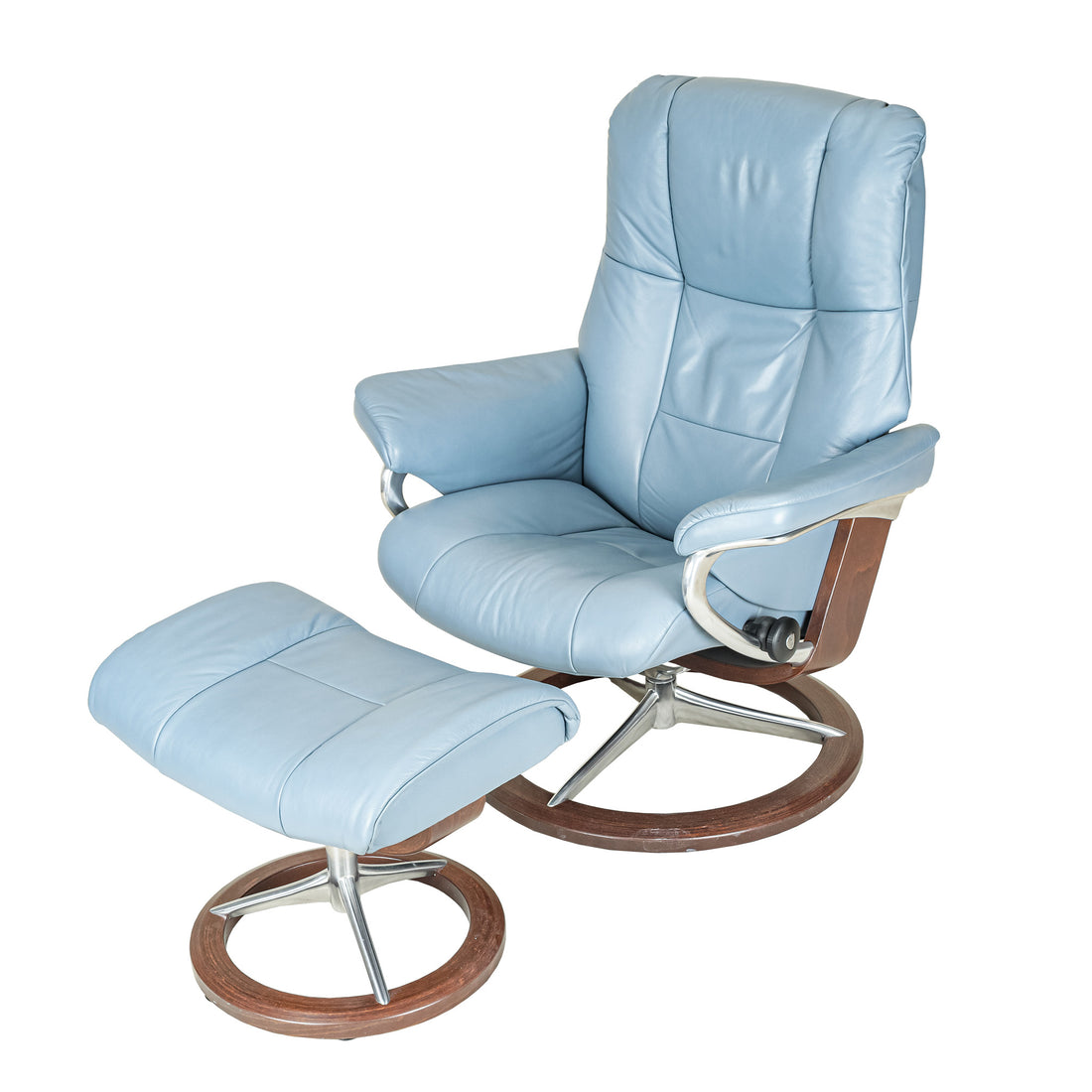 EKORNES Stressless Admiral Recliner And Ottoman - Blue Leather