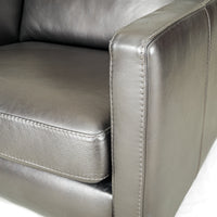 Metallic Charcoal Leather Modern Arm Chairs - Set of 2