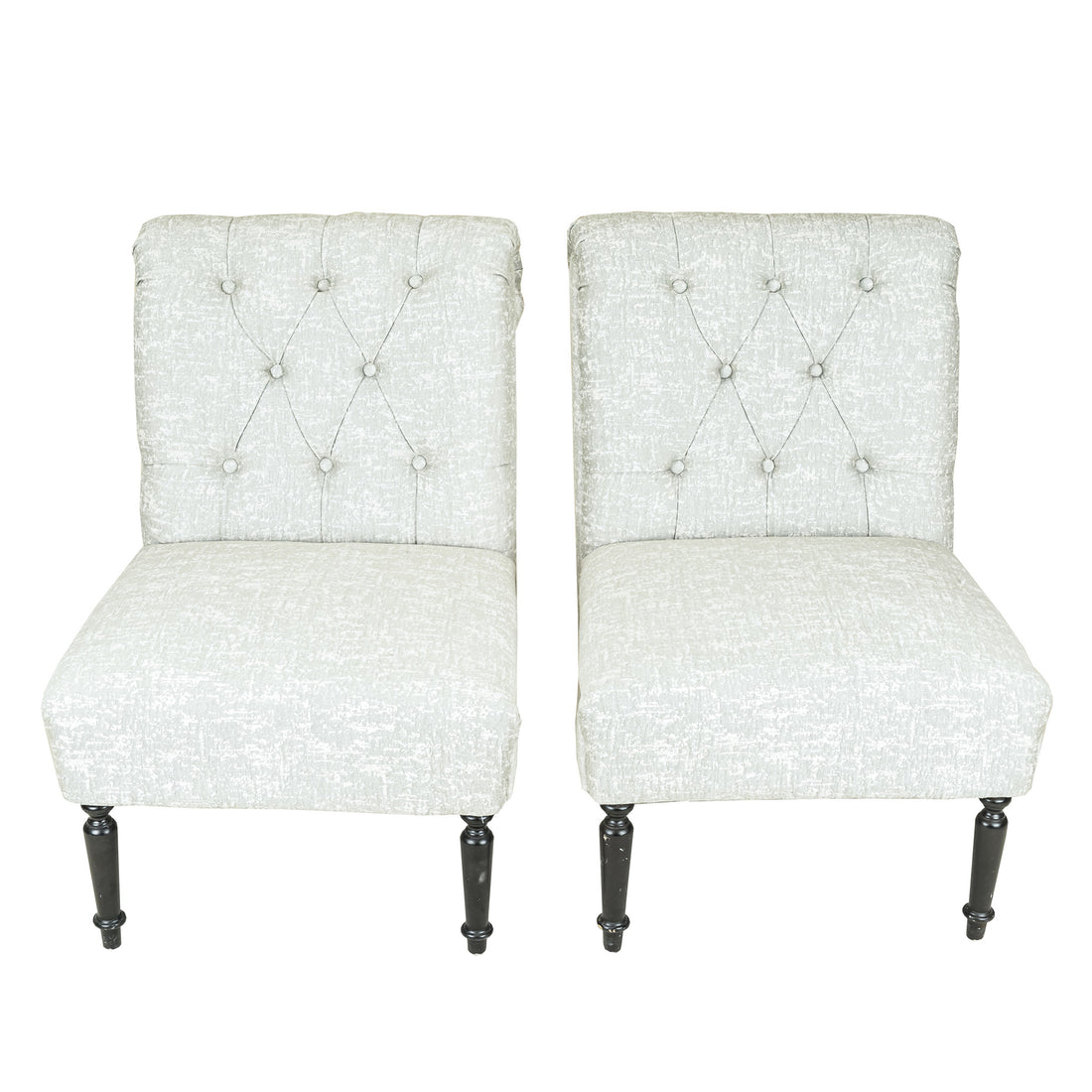 Grey Upholstered Slipper Chairs Set of 2