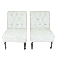 Grey Upholstered Slipper Chairs Set of 2