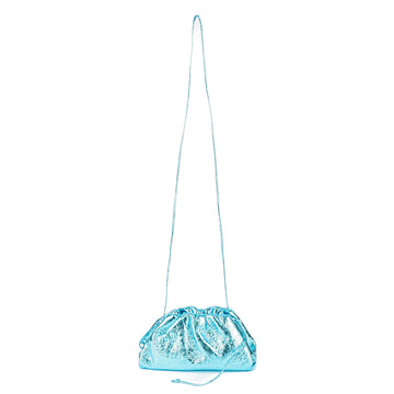 BOTTEGA VENETA Small Pouch - Metallic Blue Leather