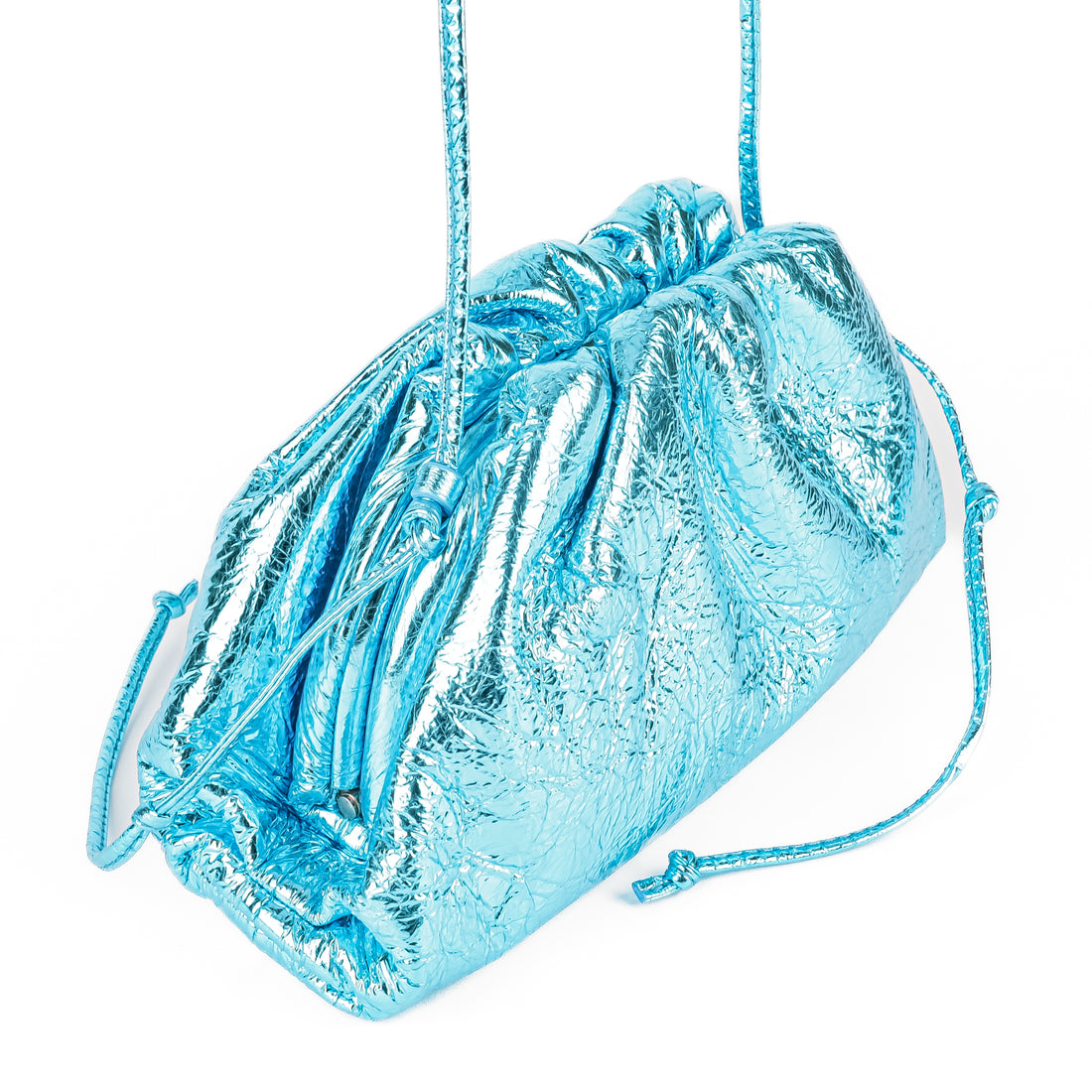 BOTTEGA VENETA Small Pouch - Metallic Blue Leather