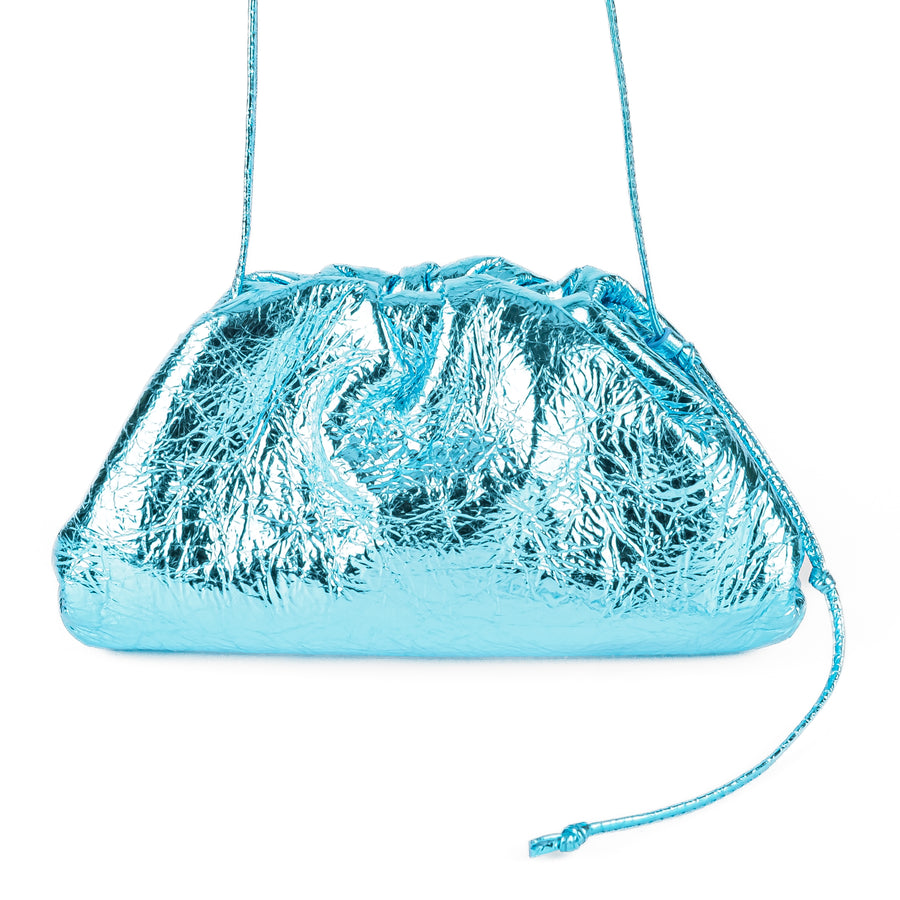 BOTTEGA VENETA Small Pouch - Metallic Blue Leather