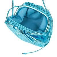 BOTTEGA VENETA Small Pouch - Metallic Blue Leather