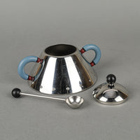 ALESSI Graves Stainless Steel Cream And Covered Sugar With Spoon 4 Pieces