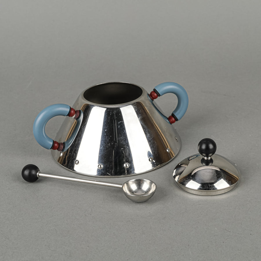 ALESSI Graves Stainless Steel Cream And Covered Sugar With Spoon 4 Pieces
