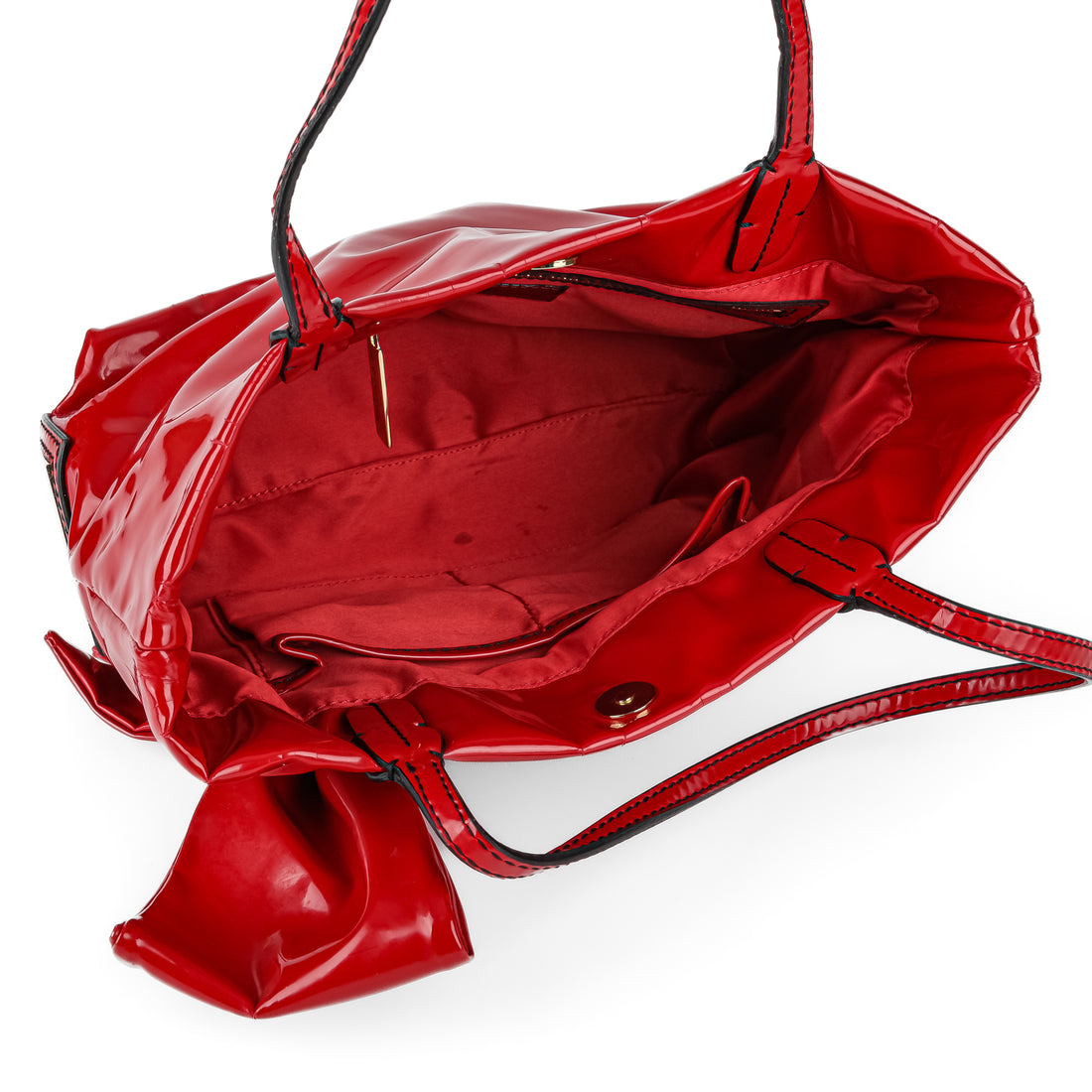 VALENTINO Patent Leather Bow Handbag - Red