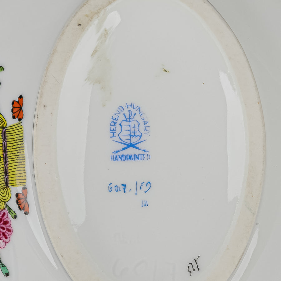 HEREND Indian Basket Oval Mini Tureen With Lemon Knob Lid 6017