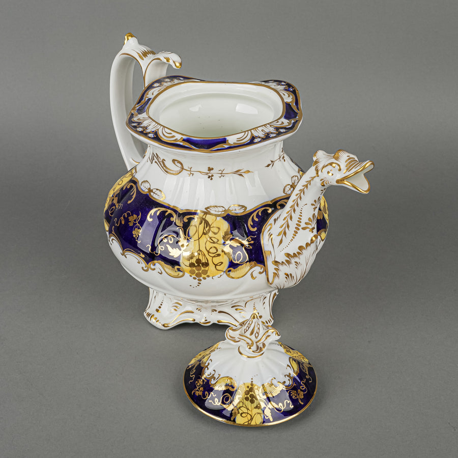 Antique Coalport Style Duck Spout Teapot With Lid And 7 Cups & Saucers