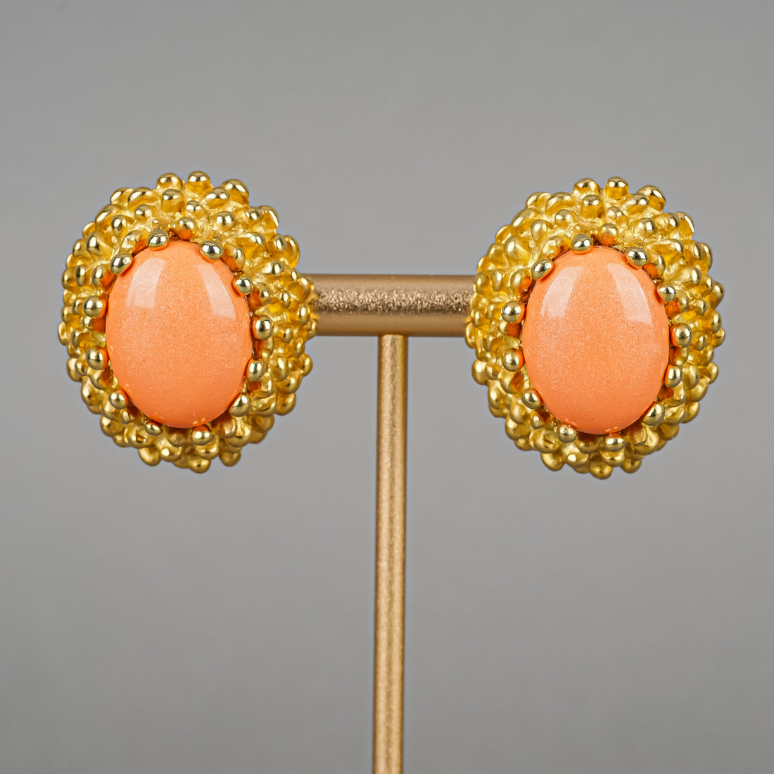 ERWIN PEARL Gold-Tone Faux-Coral Cabochon Clip Earrings