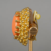 ERWIN PEARL Gold-Tone Faux-Coral Cabochon Clip Earrings