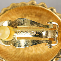 ERWIN PEARL Gold-Tone Faux-Coral Cabochon Clip Earrings