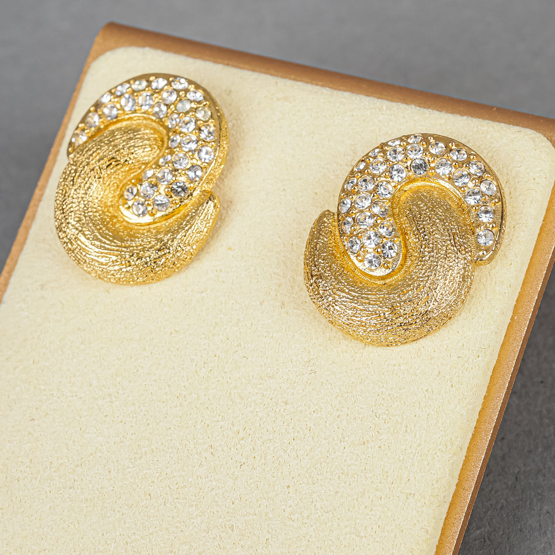 DIOR Gold-Tone Clear Cubic Zirconia Twist Earrings