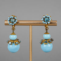 MIRIAM HASKELL Gold-Tone Faux-Turquoise/Blue Rhinestone Set