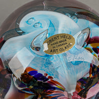 ROBERT HELD ART GLASS Sommerso/Bubbes Ball Paperweight