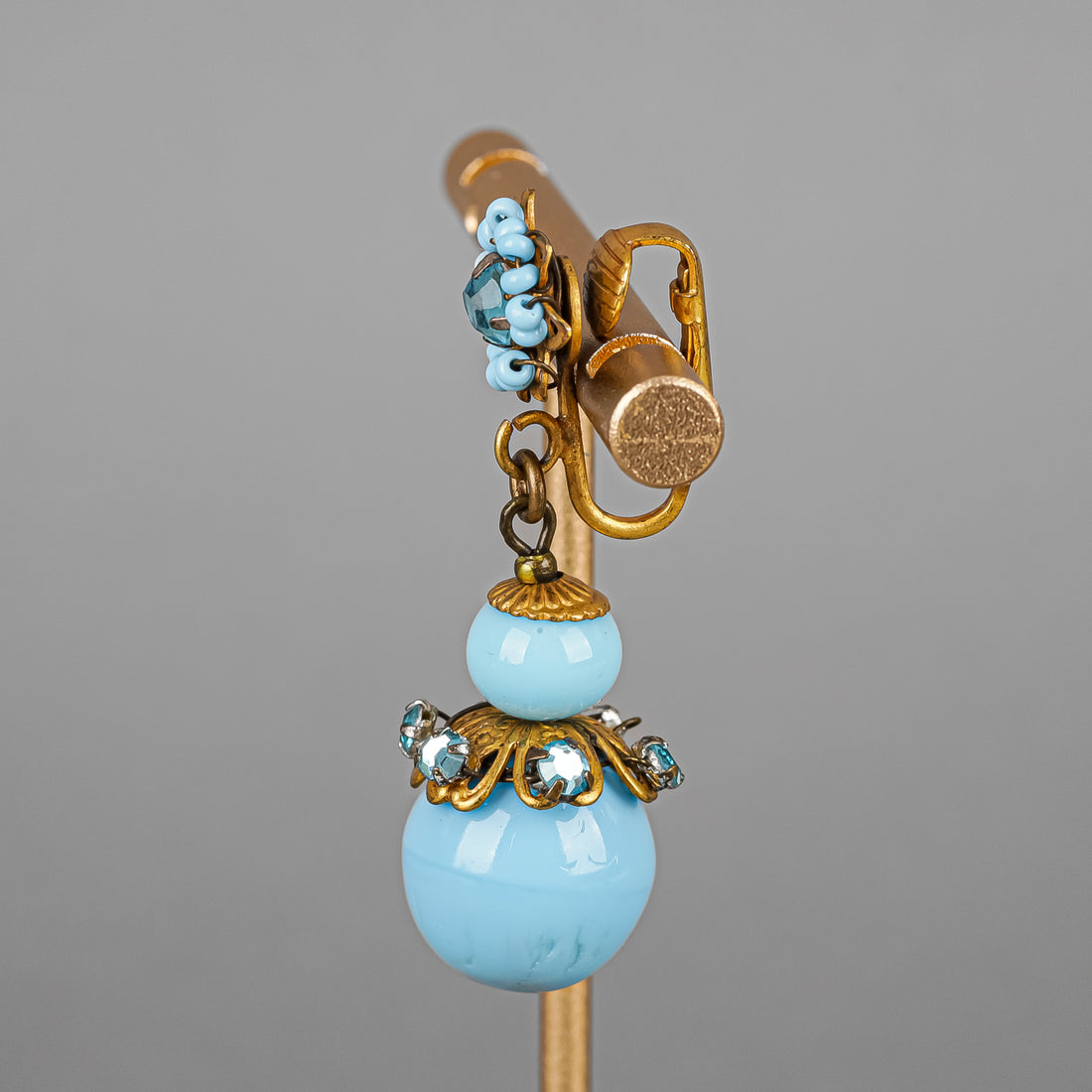 MIRIAM HASKELL Gold-Tone Faux-Turquoise/Blue Rhinestone Set