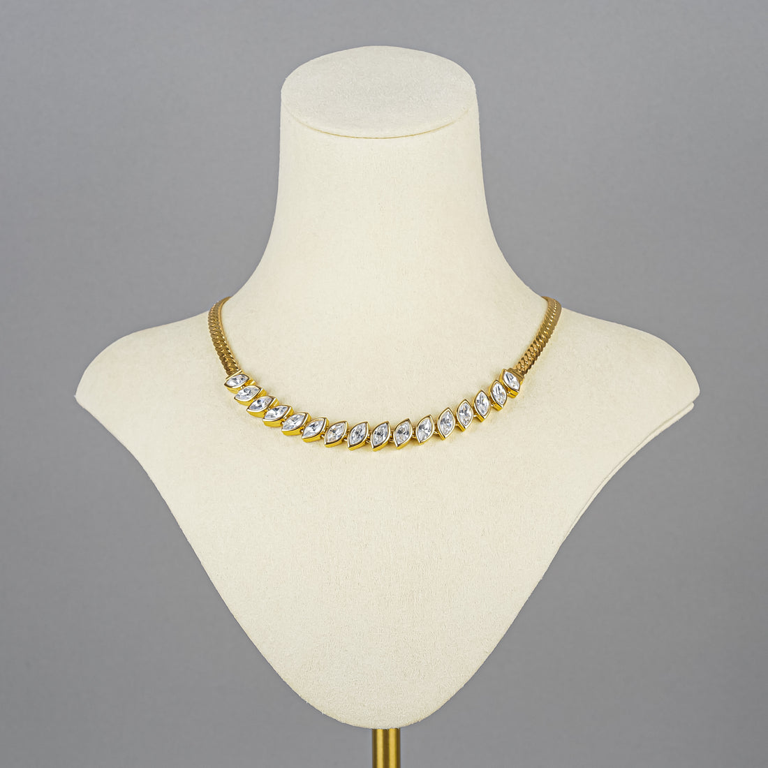 NINA RICCI Gold-Tone Marquise Cubic Zirconia Collar Necklace