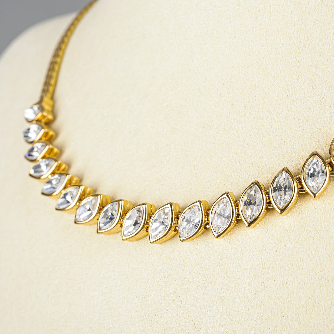 NINA RICCI Gold-Tone Marquise Cubic Zirconia Collar Necklace