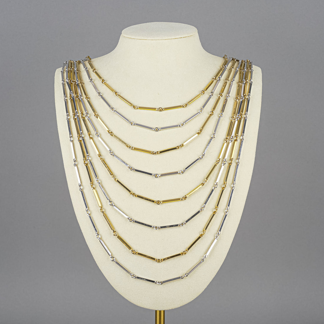 D'ORLAN Gold/Silver-Tone Bar Multi-Layer Necklace