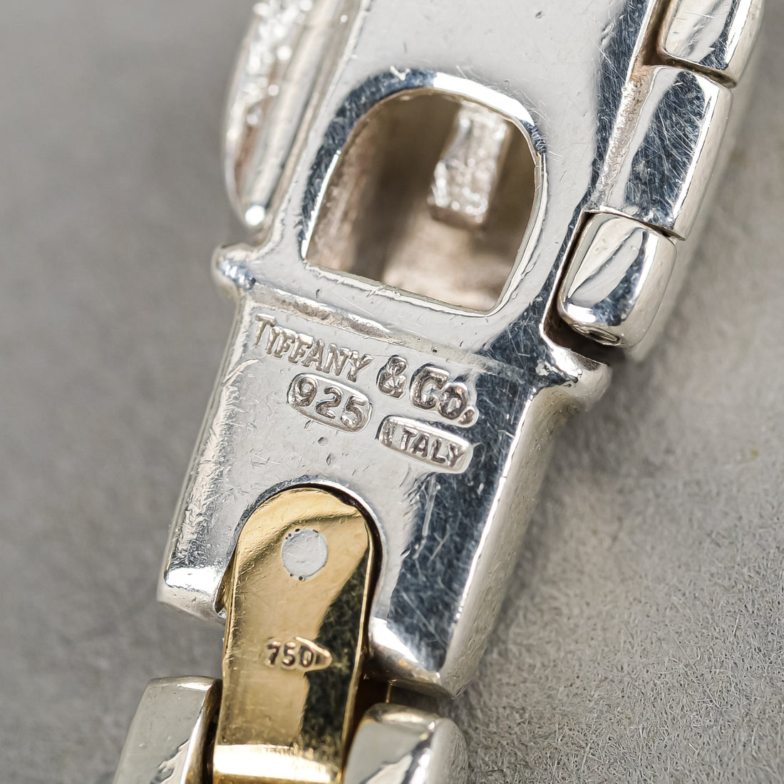 TIFFANY & CO Sterling Silver And 18K Yellow Gold Rectangle-Link Bracelet