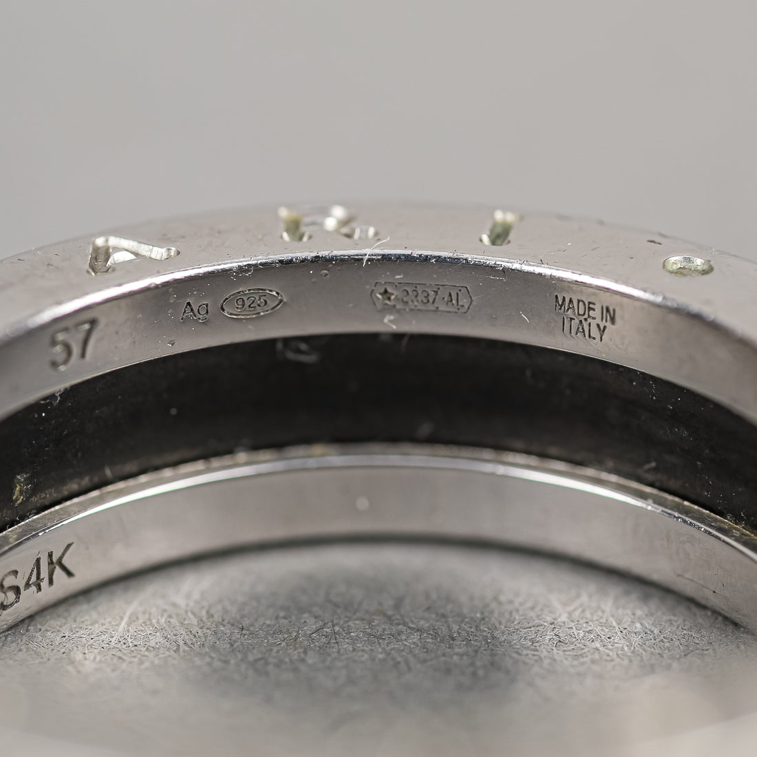 BULGARI Sterling Silver Black Enamel Ring