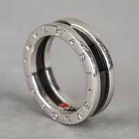 BULGARI Sterling Silver Black Enamel Ring