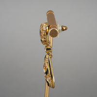 DIOR Gold-Tone Clear Cubic Zirconia And Black Enamel Drop Earrings