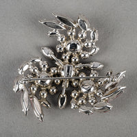 SHERMAN Silver Tone Pink Rhinestones Pinwheel Brooch