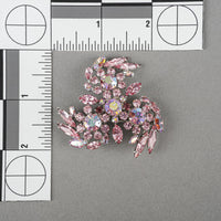 SHERMAN Silver Tone Pink Rhinestones Pinwheel Brooch