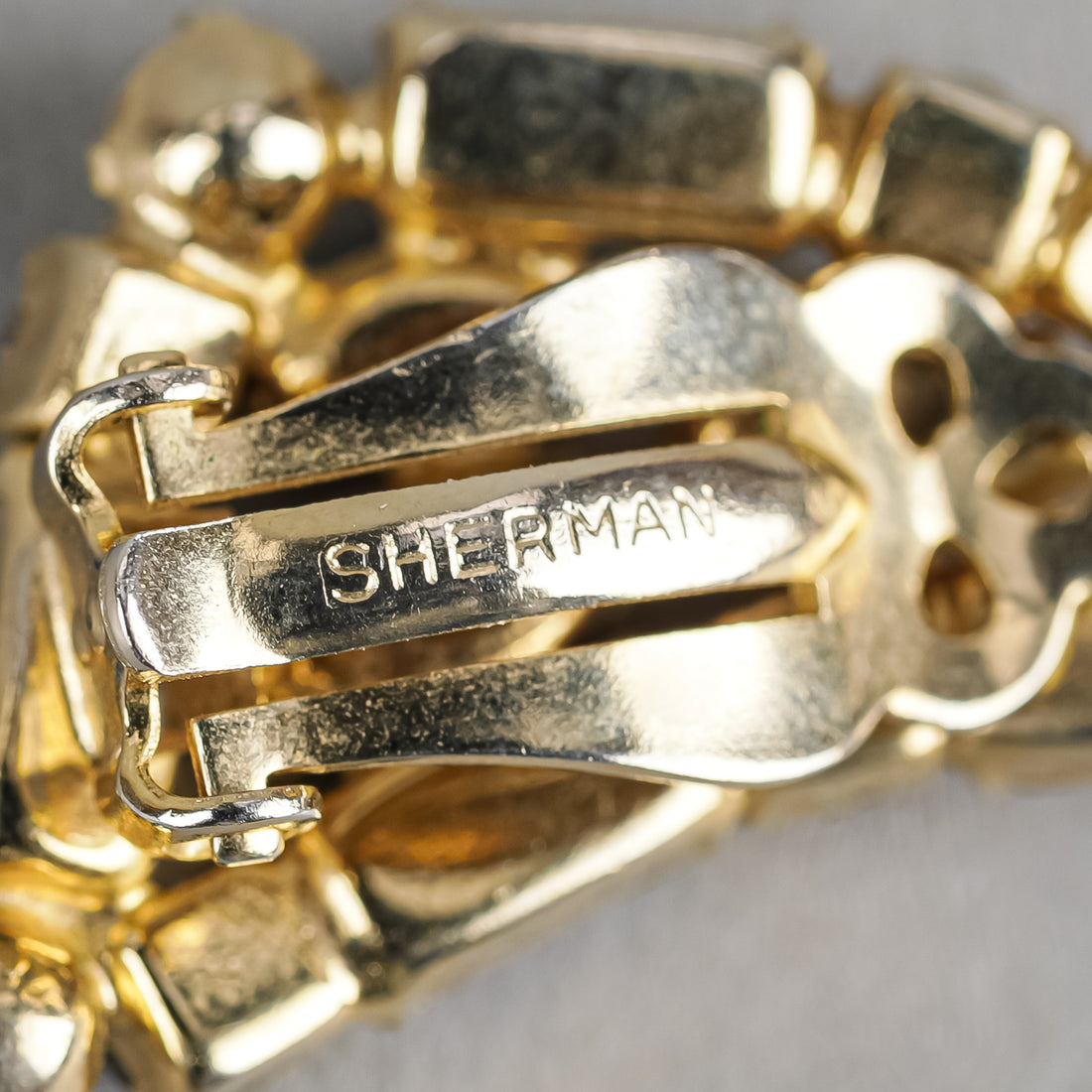 SHERMAN Clips Gold-Tone Aurora Borealis Earrings