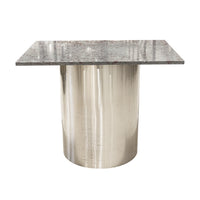 Brushed Nickel Cylinder Table With Stone Top